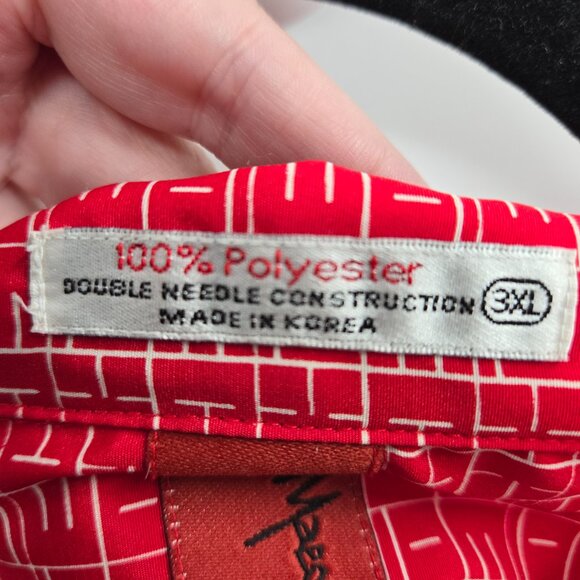 Marc Echo American Street Wear 90s Red White Design Button Down Shirt 3X - Picture 6 of 9